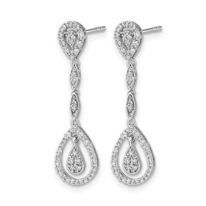 Lovely Rita's Earrings 14k White Gold Teardrop 1/4 CT Diamond Dangle Post Earrings