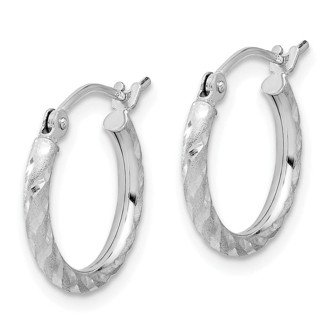 Lovely Rita's Earrings 14K White Gold Timeless Diamond-Cut Satin 15mm Twist Hoop Earrings
