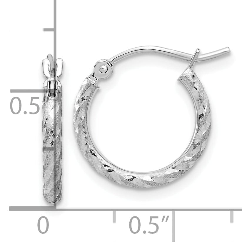 Lovely Rita's Earrings 14K White Gold Timeless Diamond-Cut Satin 15mm Twist Hoop Earrings