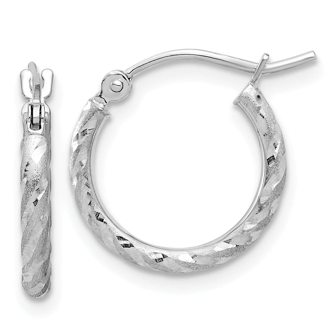 Lovely Rita's Earrings 14K White Gold Timeless Diamond-Cut Satin 15mm Twist Hoop Earrings