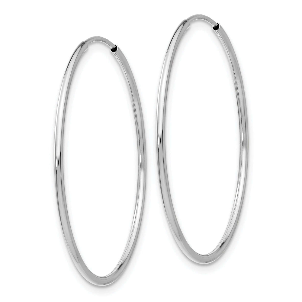 Lovely Rita's Earrings 14K White Gold Timeless Polished 1.2mm x 34mm Endless Hoop Earrings