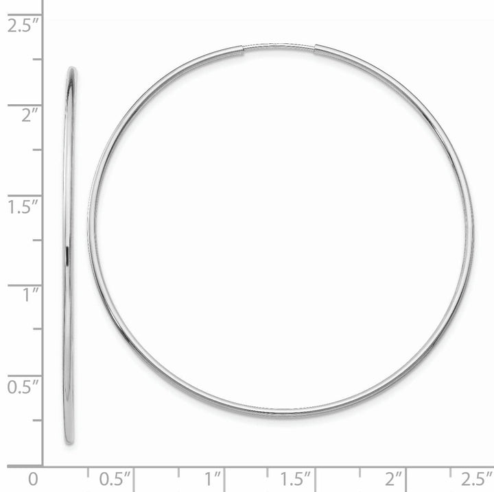 Lovely Rita's Earrings 14K White Gold Timeless Polished 1.2mm x 54mm Endless Hoop Earrings