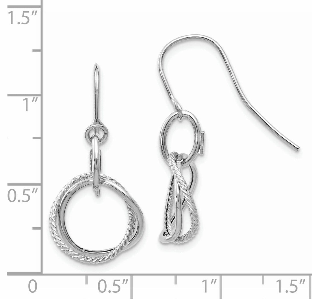 Lovely Rita's Earrings 14K White Gold Timeless Polished 12mm Twisted Circle Hook Earrings