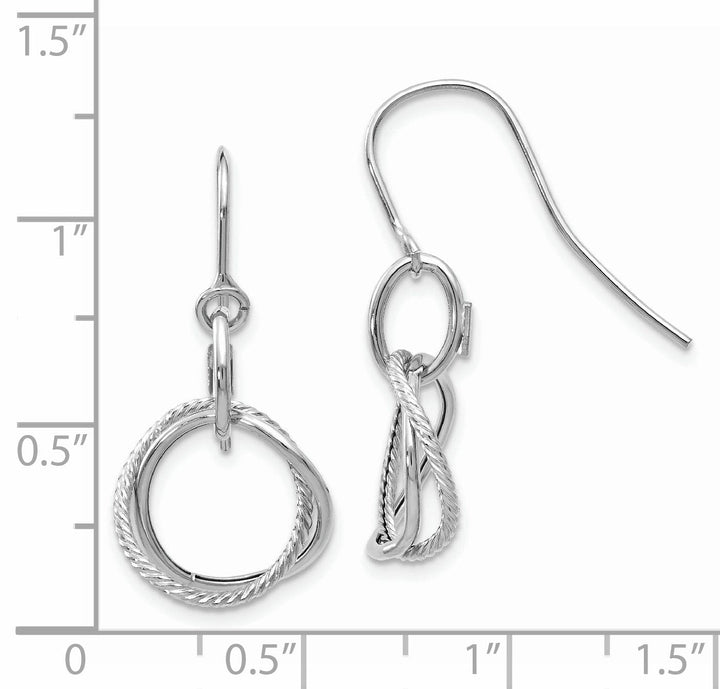 Lovely Rita's Earrings 14K White Gold Timeless Polished 12mm Twisted Circle Hook Earrings