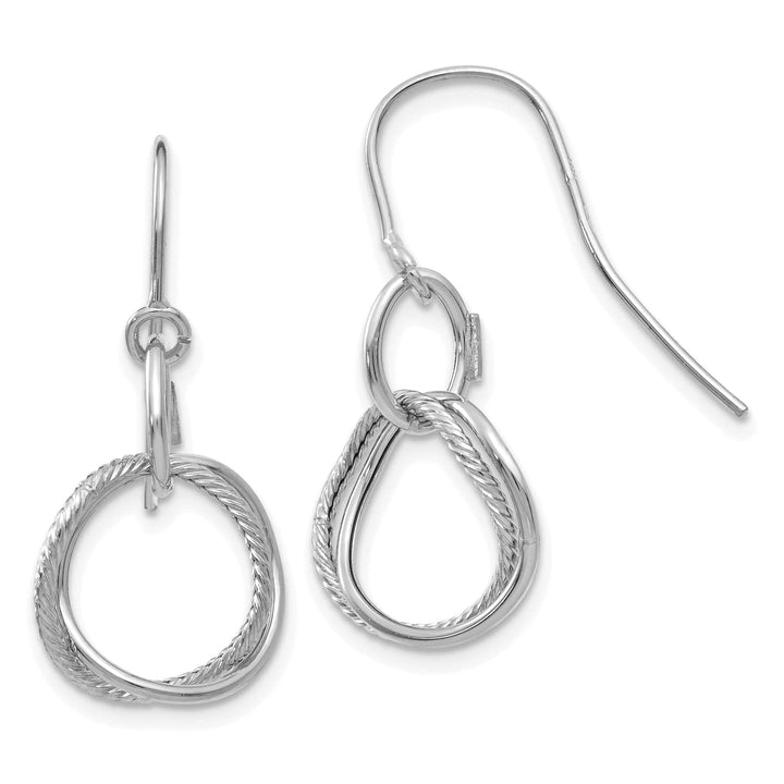 Lovely Rita's Earrings 14K White Gold Timeless Polished 12mm Twisted Circle Hook Earrings