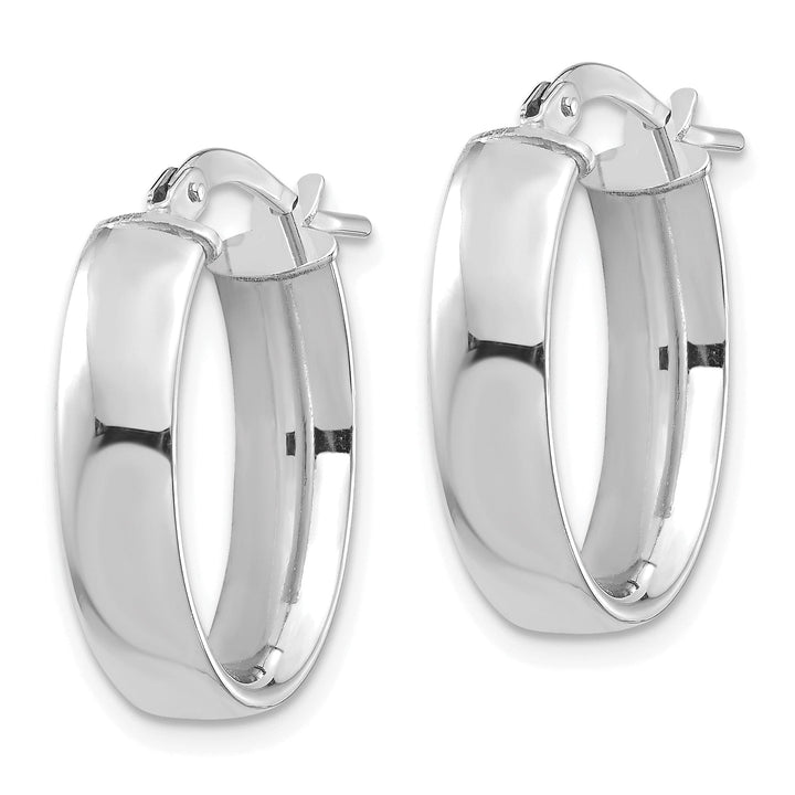 Lovely Rita's Earrings 14K White Gold Timeless Polished 13.93 mm Oval Tube Hoop Earrings