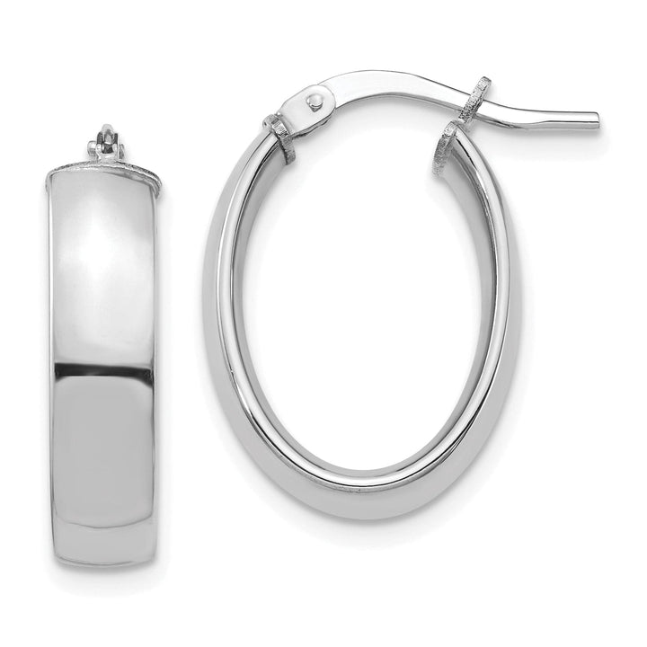 Lovely Rita's Earrings 14K White Gold Timeless Polished 13.93 mm Oval Tube Hoop Earrings