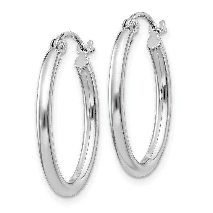 Lovely Rita's Earrings 14K White Gold Timeless Polished 18 mm Oval Tube Hoop Earrings