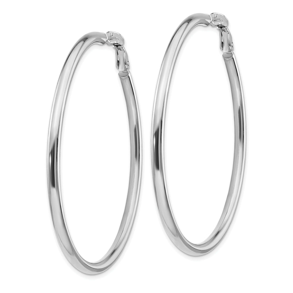 Lovely Rita's Earrings 14K White Gold Timeless Polished 57mm Round Tube Omega Hoops