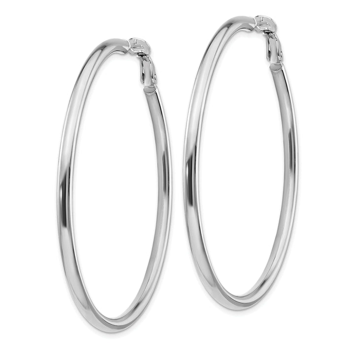 Lovely Rita's Earrings 14K White Gold Timeless Polished 57mm Round Tube Omega Hoops