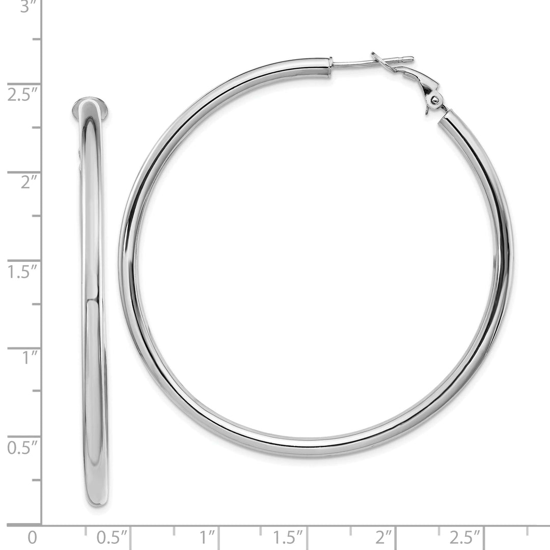 Lovely Rita's Earrings 14K White Gold Timeless Polished 57mm Round Tube Omega Hoops