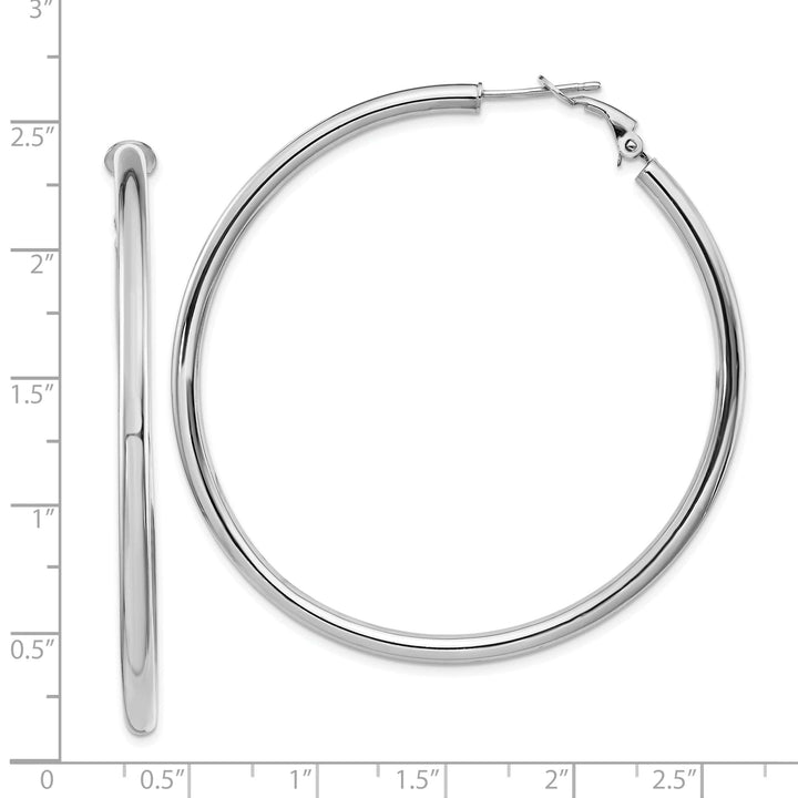 Lovely Rita's Earrings 14K White Gold Timeless Polished 57mm Round Tube Omega Hoops