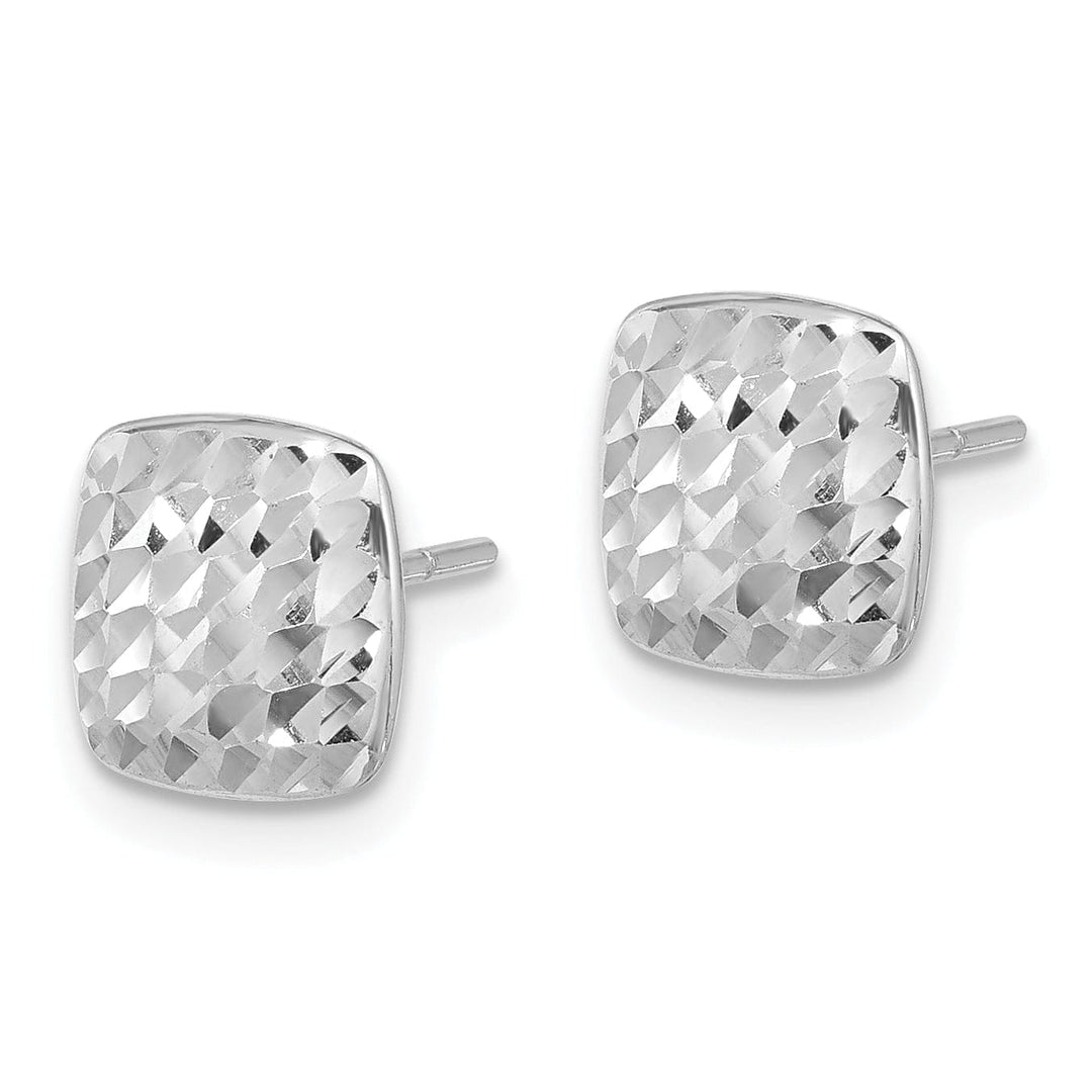 Lovely Rita's Earrings 14K White Gold Trendy Polished 8.6mm DC Square Button Post Earrings