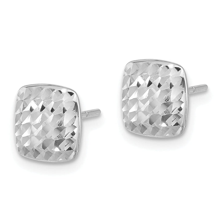 Lovely Rita's Earrings 14K White Gold Trendy Polished 8.6mm DC Square Button Post Earrings