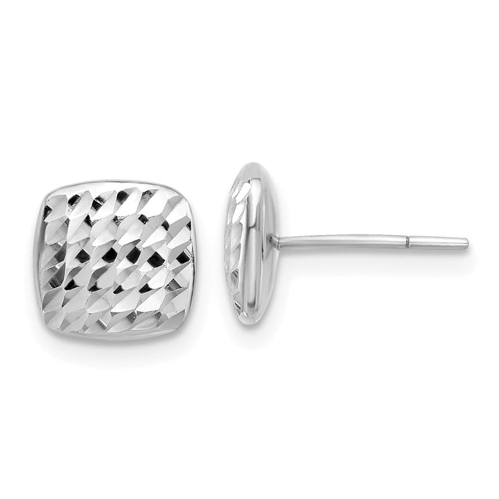Lovely Rita's Earrings 14K White Gold Trendy Polished 8.6mm DC Square Button Post Earrings