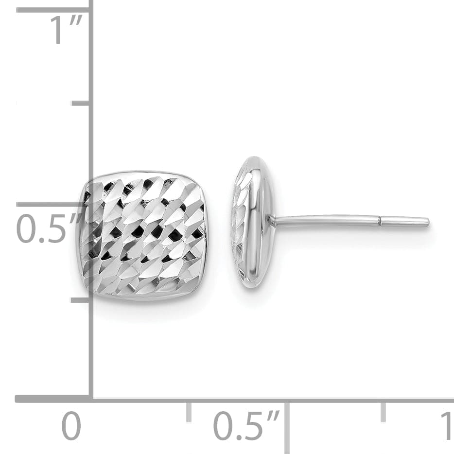 Lovely Rita's Earrings 14K White Gold Trendy Polished 8.6mm DC Square Button Post Earrings