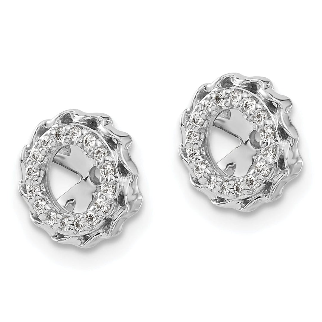 Lovely Rita's Earrings 14k White Gold Twisted Edge 1/10 CT Diamond Cluster Earring Jackets