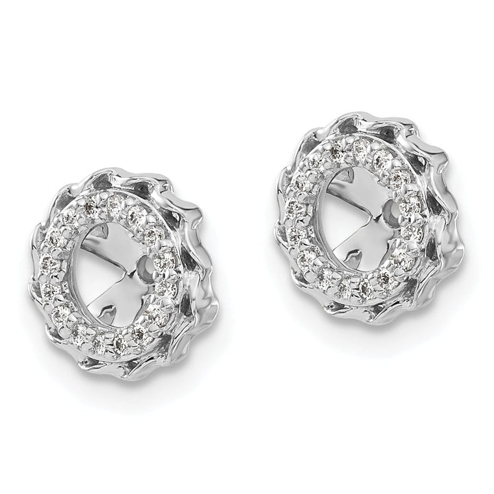 Lovely Rita's Earrings 14k White Gold Twisted Edge 1/10 CT Diamond Cluster Earring Jackets