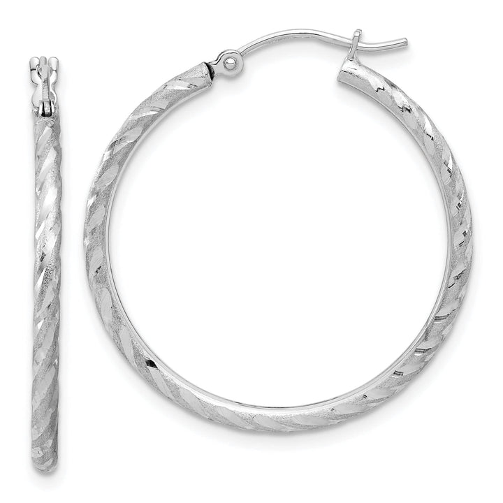 Lovely Rita's Earrings 14K White Gold Versatile Diamond-Cut Satin 30mm Twist Hoop Earrings