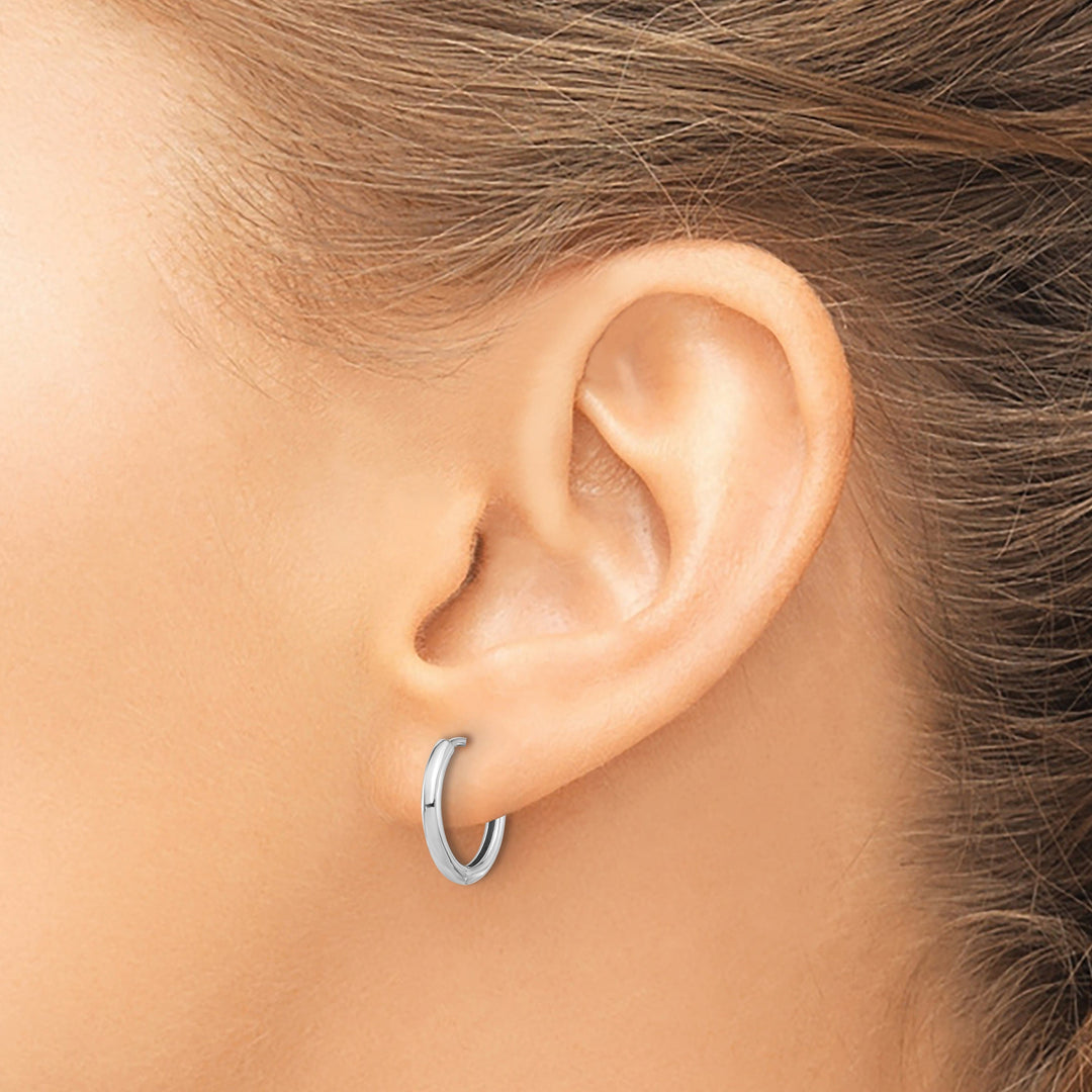 Lovely Rita's Earrings 14K White Gold Versatile Polished 14.5mm Round Hinged Hoop Earrings