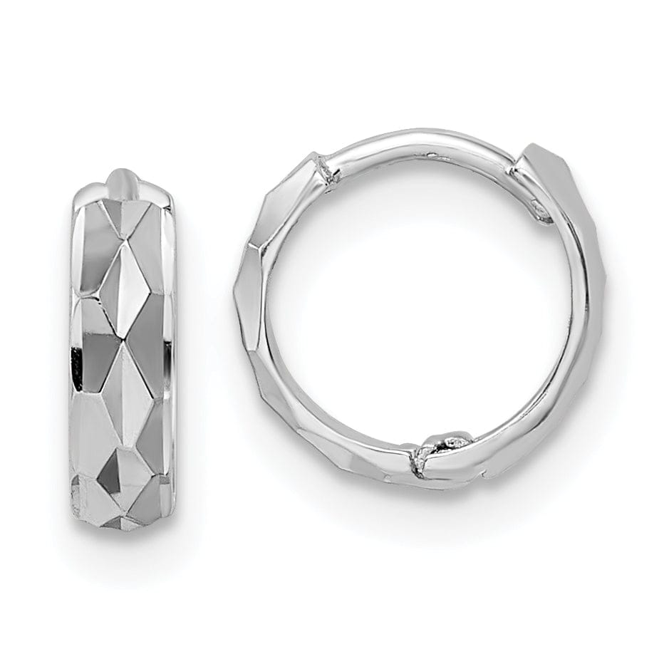 Lovely Rita's Earrings 14K White Gold Versatile Polished 9.4mm Round Hinged Hoop Earrings
