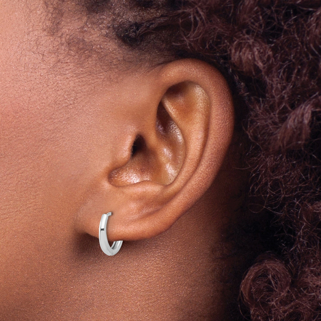 Lovely Rita's Earrings 14K White Gold Vintage Polished 12.4mm Round Hinged Hoop Earrings