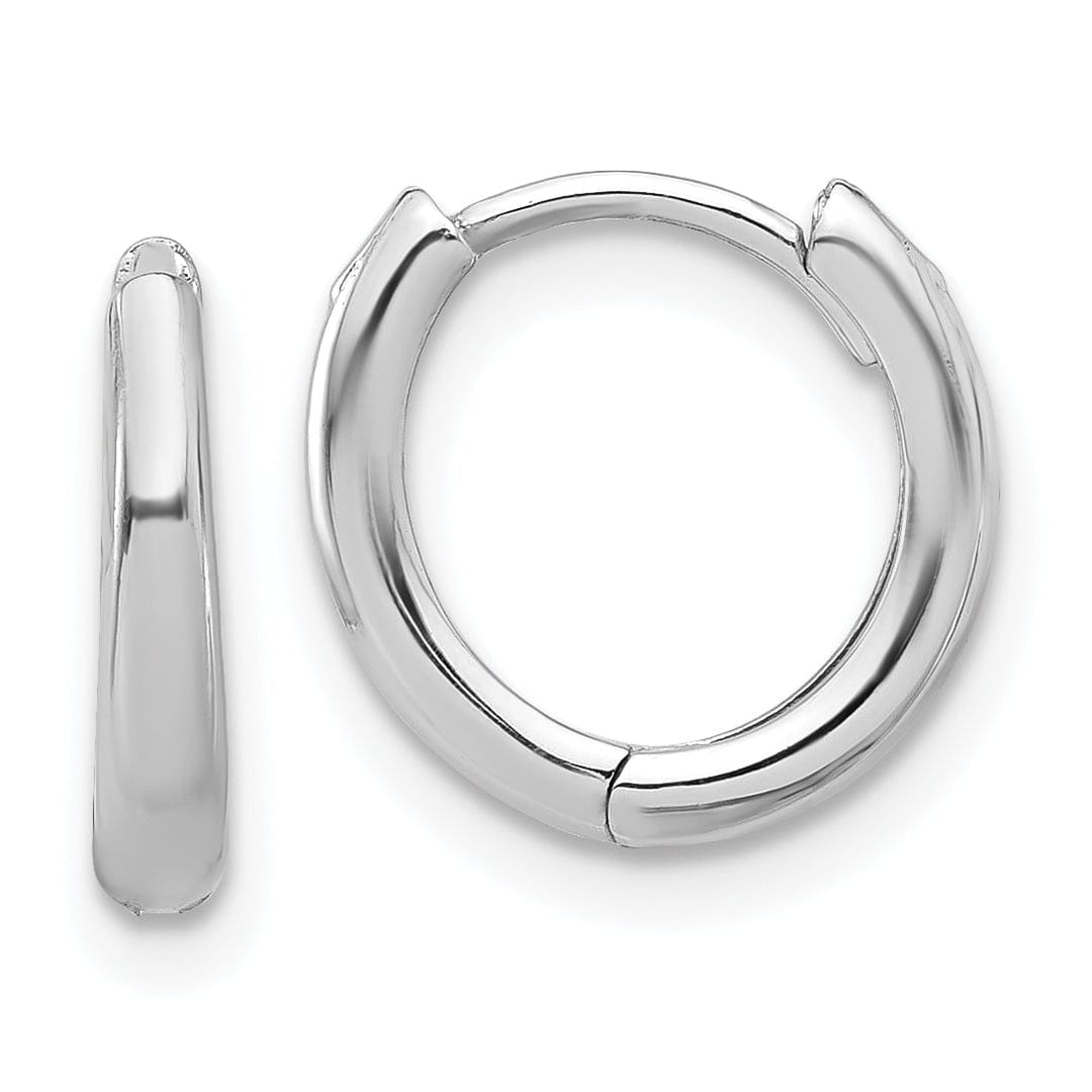 Lovely Rita's Earrings 14K White Gold Vintage Polished 12.4mm Round Hinged Hoop Earrings