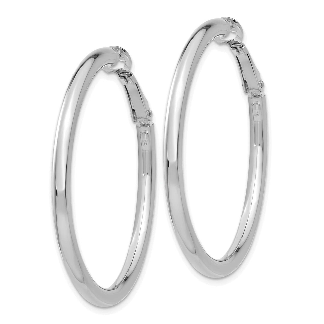 Lovely Rita's Earrings 14K White Gold Vintage Polished 41.5mm Round Tube Omega Hoops