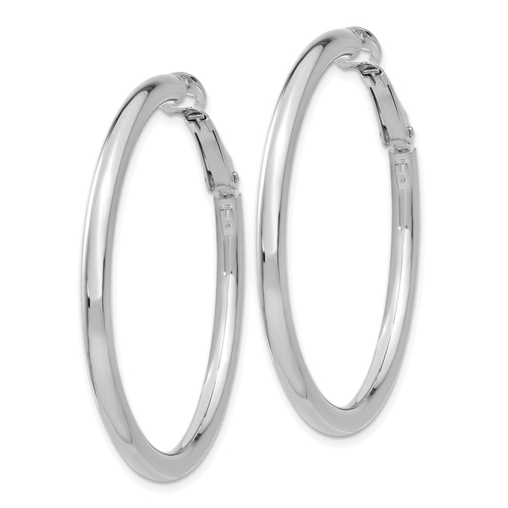 Lovely Rita's Earrings 14K White Gold Vintage Polished 41.5mm Round Tube Omega Hoops