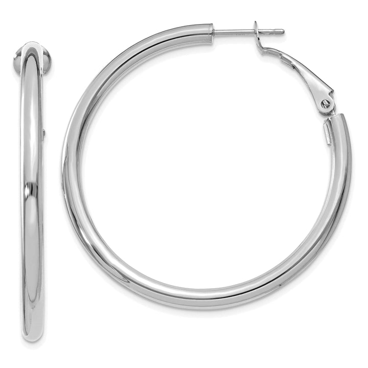 Lovely Rita's Earrings 14K White Gold Vintage Polished 41.5mm Round Tube Omega Hoops