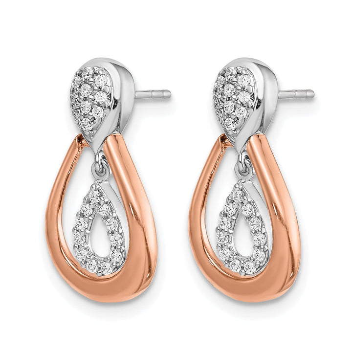 Lovely Rita's Earrings 14k White, Rose Gold 1/5 CT Diamond Teardrop Post Dangle Earrings