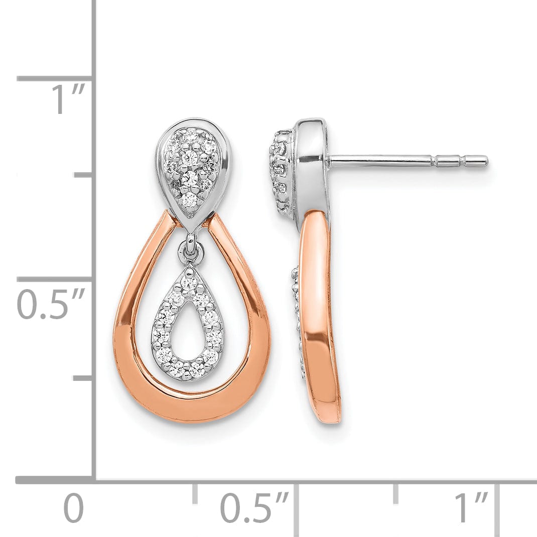 Lovely Rita's Earrings 14k White, Rose Gold 1/5 CT Diamond Teardrop Post Dangle Earrings