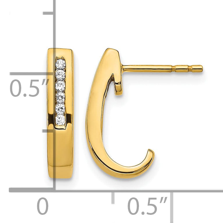 Lovely Rita's Earrings 14k Yellow Gold 1/10 CT Diamond Channel J-Hoop Post Earrings