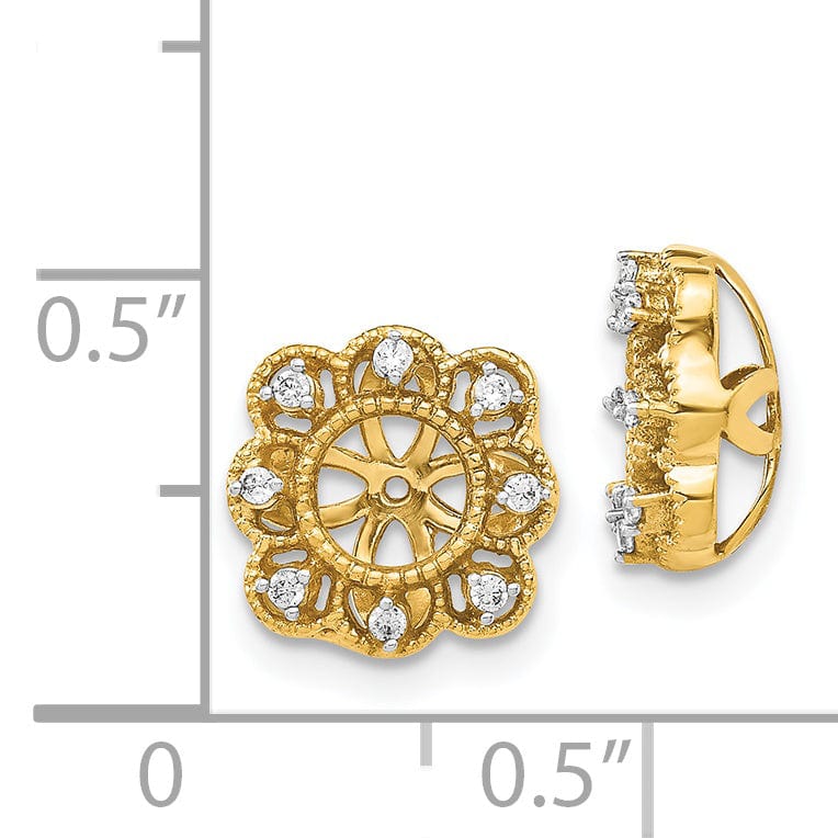 Lovely Rita's Earrings 14k Yellow Gold 1/10 CT Diamond Cluster Earring Jackets