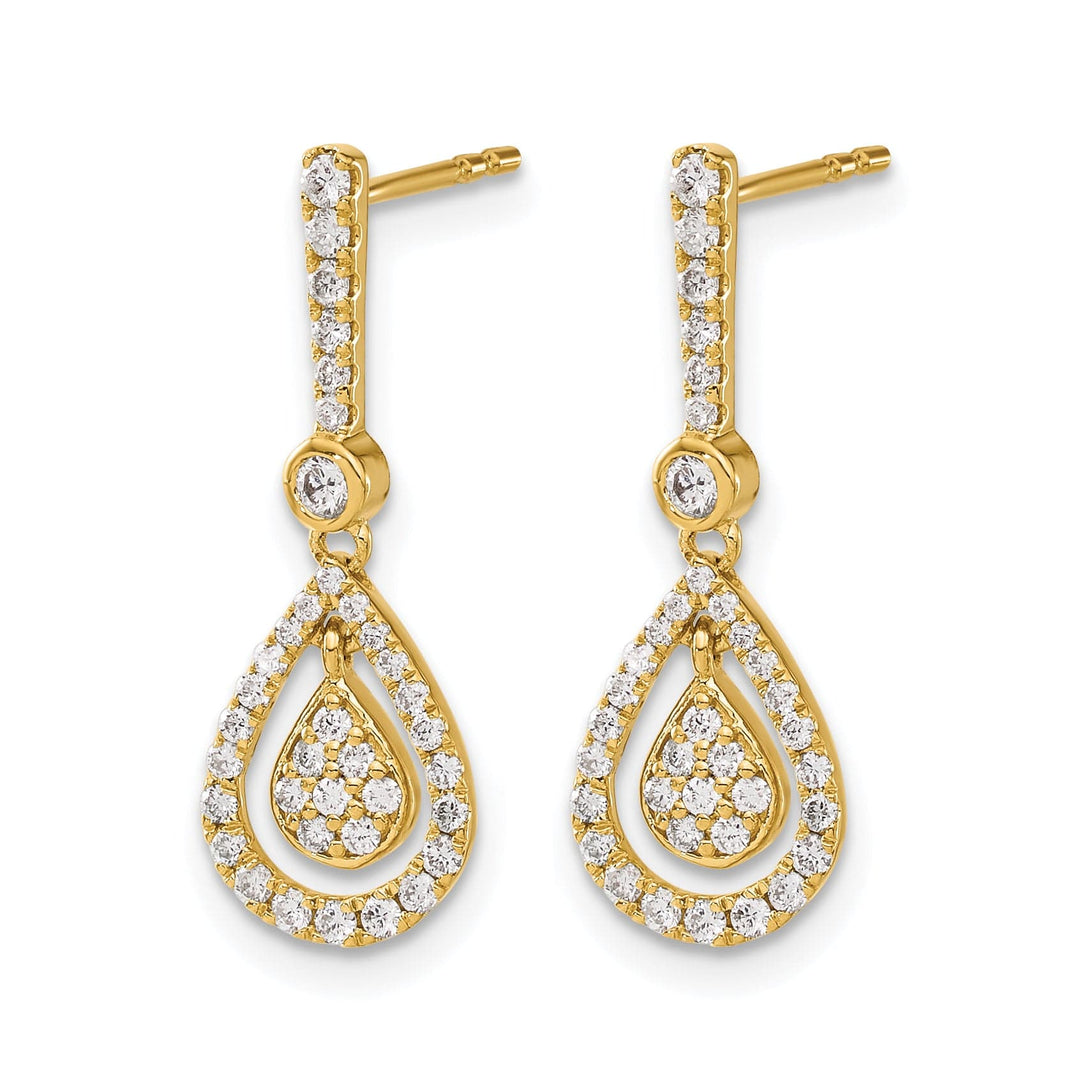 Lovely Rita's Earrings 14k Yellow Gold 1/2 CT Diamond Fancy Teardrop Dangle Post Earrings