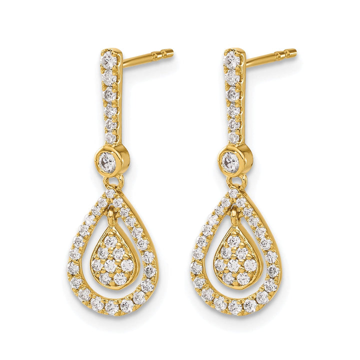 Lovely Rita's Earrings 14k Yellow Gold 1/2 CT Diamond Fancy Teardrop Dangle Post Earrings