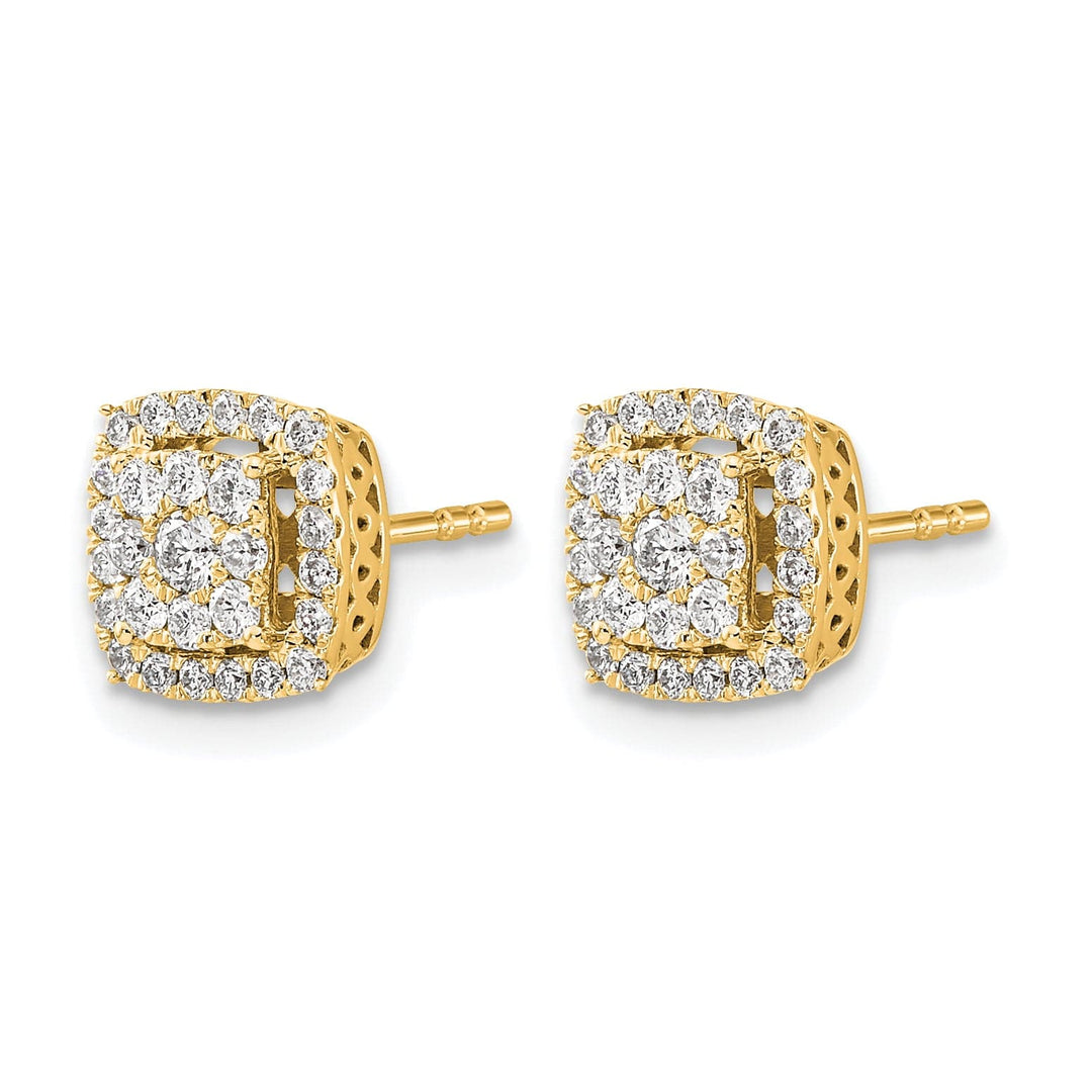 Lovely Rita's Earrings 14k Yellow Gold 1/2 CT Diamond Square Cluster Post Earrings