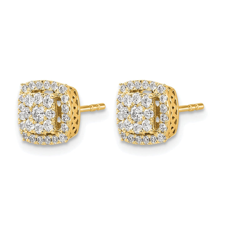 Lovely Rita's Earrings 14k Yellow Gold 1/2 CT Diamond Square Cluster Post Earrings