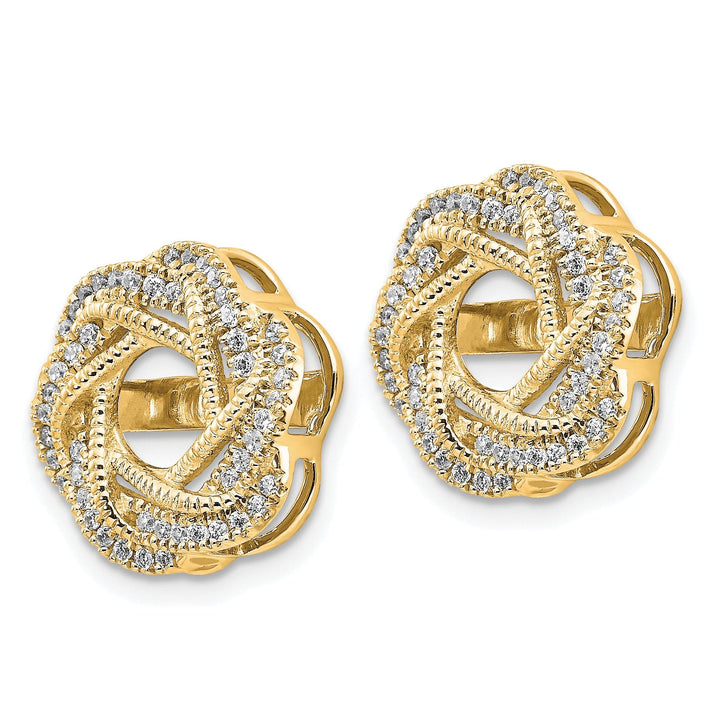 Lovely Rita's Earrings 14k Yellow Gold 1/3 CT Diamond Fancy Twist Design Earring Jackets