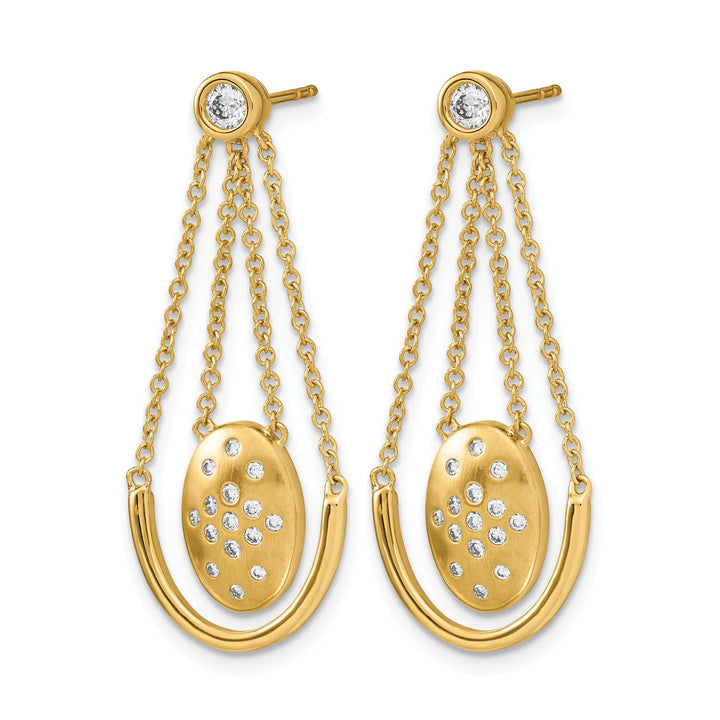 Lovely Rita's Earrings 14k Yellow Gold 1/3 CT Diamond Oval Chain Dangle Post Earrings