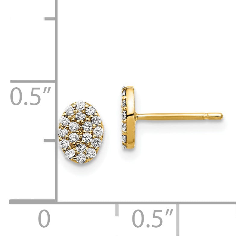 Lovely Rita's Earrings 14k Yellow Gold 1/4 CT Diamond Cluster Oval Shape Earrings