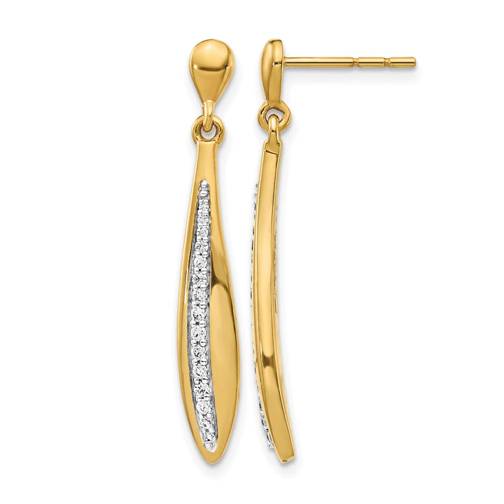 Lovely Rita's Earrings 14k Yellow Gold 1/4 CT Diamond Oval Design Dangle Post Earrings