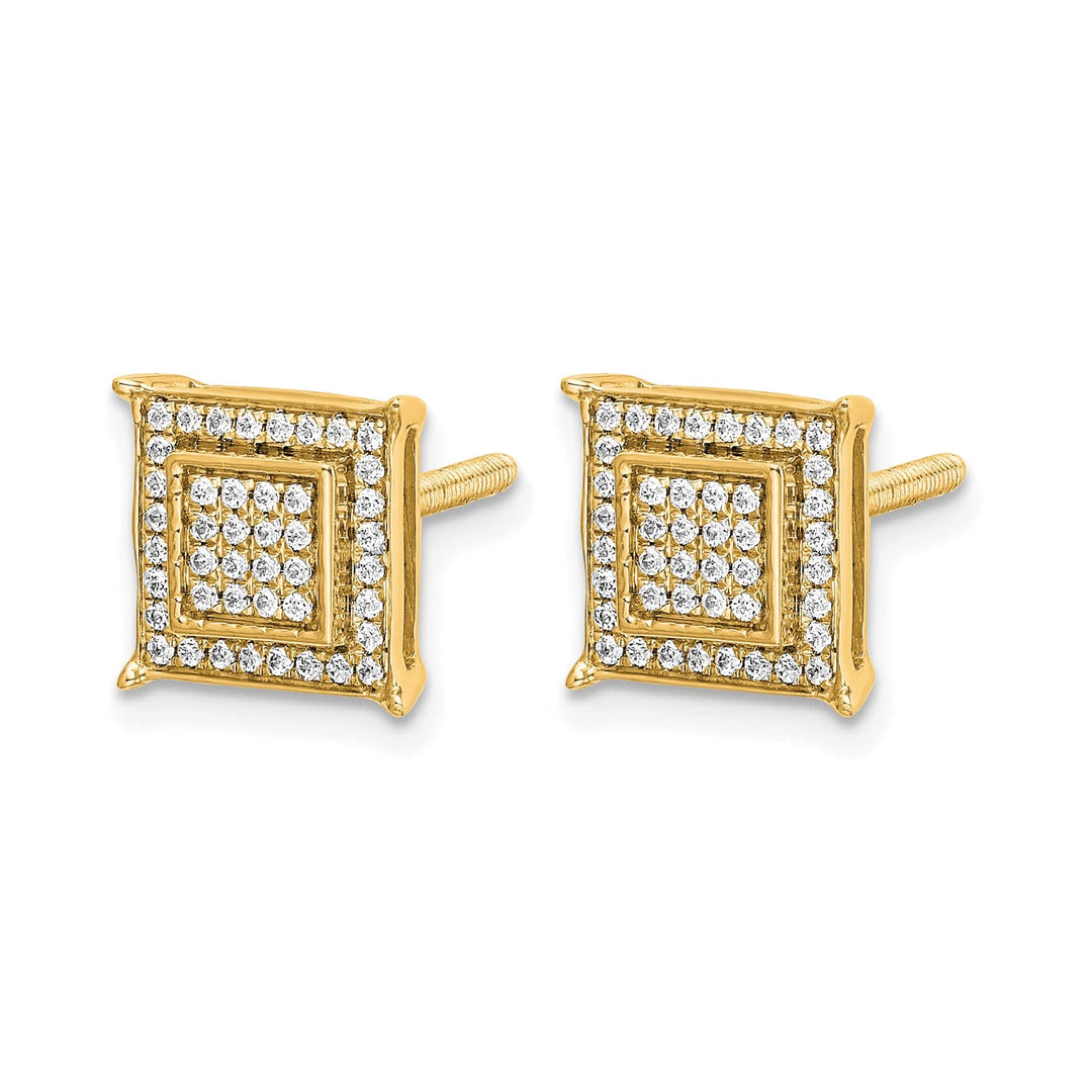 Lovely Rita's Earrings 14k Yellow Gold 1/4 CT Diamond Square Bezel Screwback Post Earrings