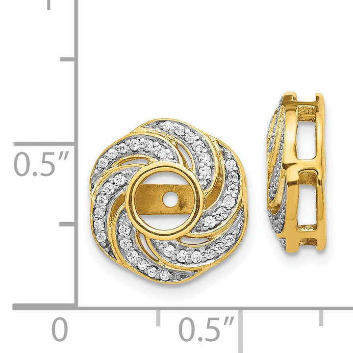 Lovely Rita's Earrings 14k Yellow Gold 1/4 CT Diamond Swirl Design Earring Jackets