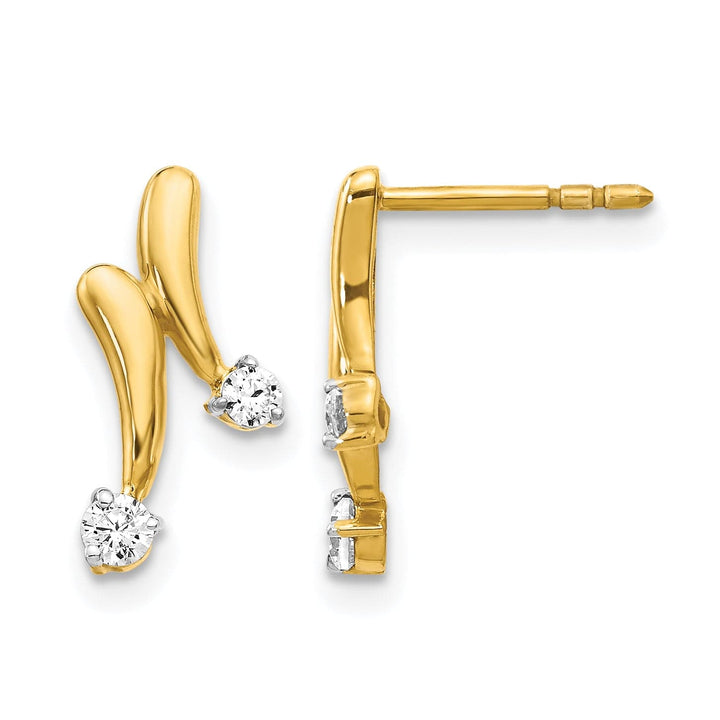 Lovely Rita's Earrings 14k Yellow Gold 1/5 CT Diamond 2-Stone Design Post Earrings
