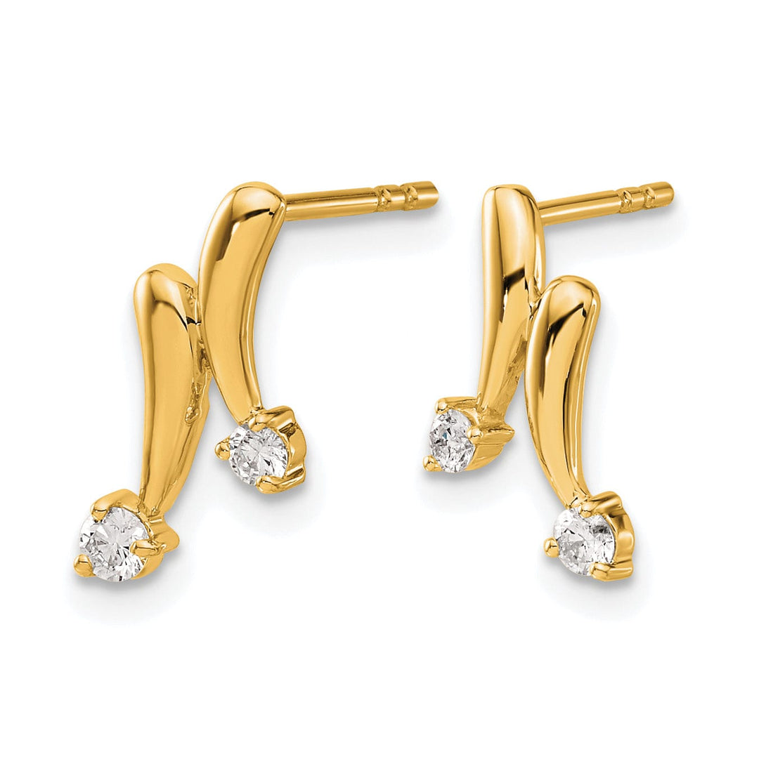 Lovely Rita's Earrings 14k Yellow Gold 1/5 CT Diamond 2-Stone Design Post Earrings