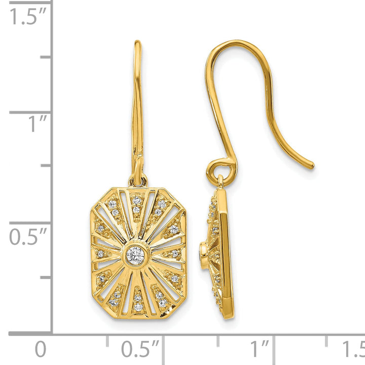 Lovely Rita's Earrings 14k Yellow Gold 1/5 CT Diamond Vintage Dangle Shepherd Hook Earrings