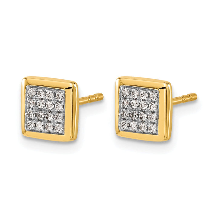 Lovely Rita's Earrings 14k Yellow Gold 1/8 CT Diamond Cluster Square Post Earrings