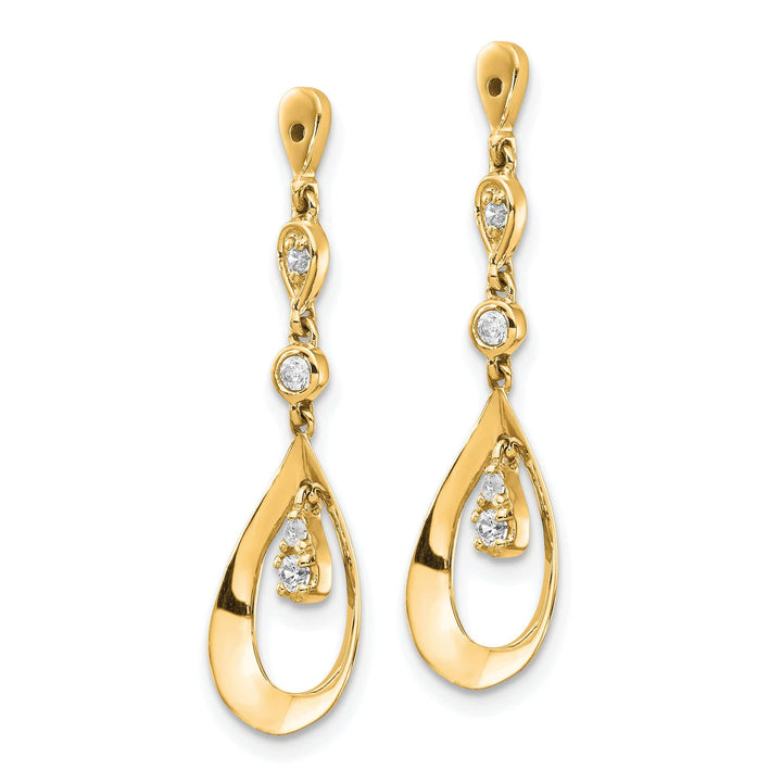 Lovely Rita's Earrings 14k Yellow Gold 1/8 CT Diamond Teardrop Dangle Earring Jackets