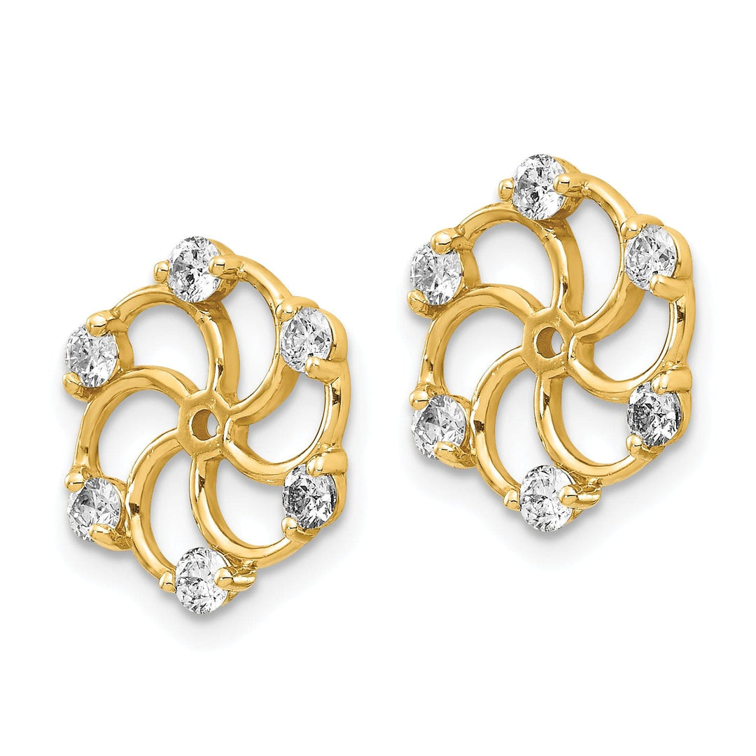Lovely Rita's Earrings 14k Yellow Gold 3/8 CT I1 Diamond Swirl Design Earring Jackets